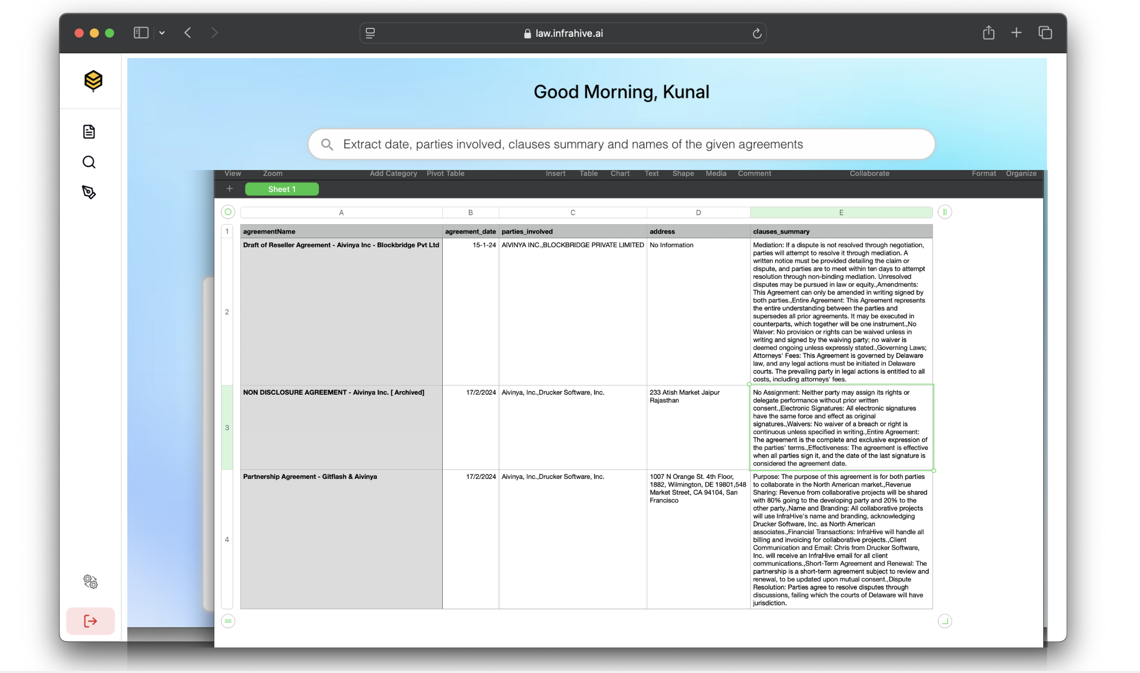 Agreement & Extract Data